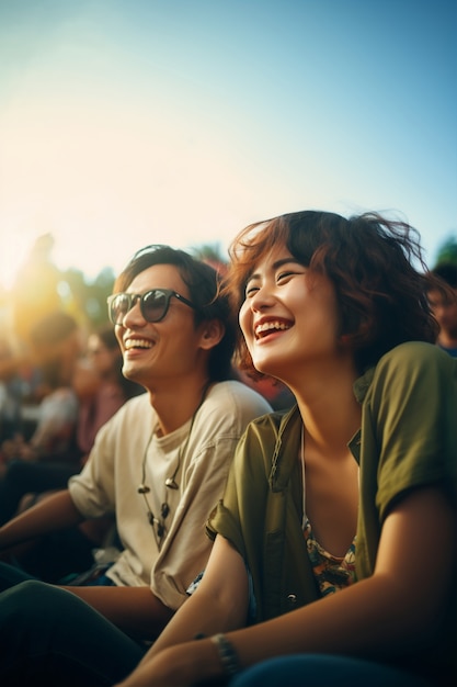 Kostenloses Foto menschen, die sich auf dem festival amüsieren