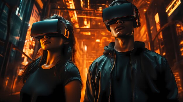Menschen, die VR-Brille zum Spielen tragen