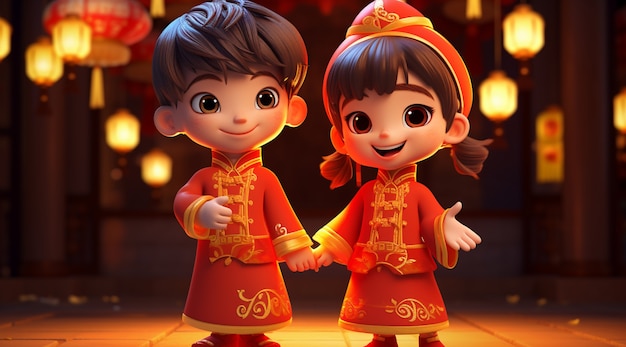 Menschen feiern das chinesische Neujahr