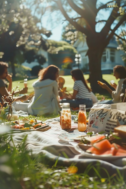 Menschen genießen einen Sommerpicknicktag gemeinsam im Freien