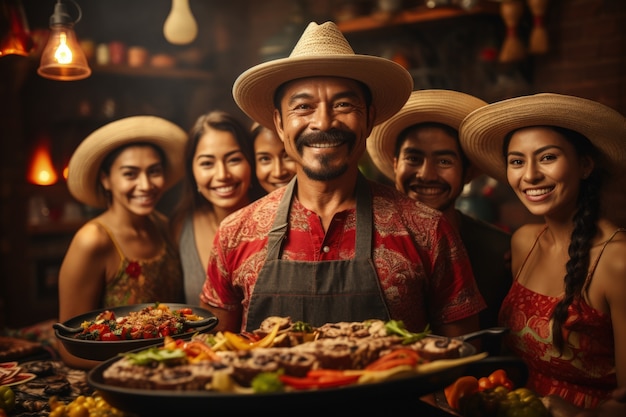 Menschen genießen mexikanisches Barbecue