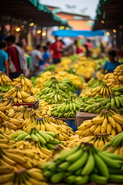 Kostenloses Foto menschen in mittlerer aufnahme, die bananen verkaufen