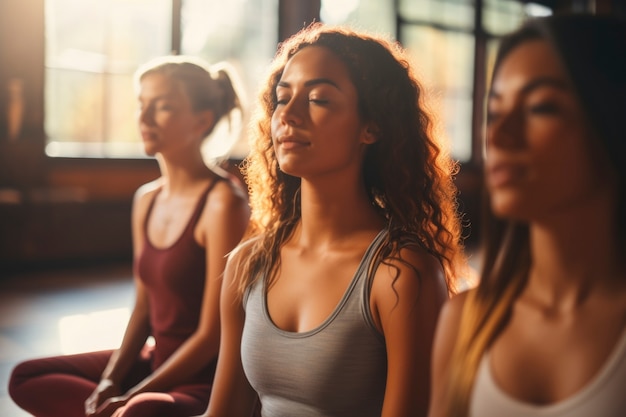 Kostenloses Foto menschen machen gemeinsam yoga im fitnessstudio