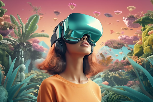 Kostenloses Foto menschen mit futuristischen hightech-virtual-reality-brillen