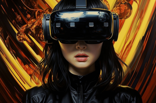 Kostenloses Foto menschen mit futuristischen hightech-virtual-reality-brillen