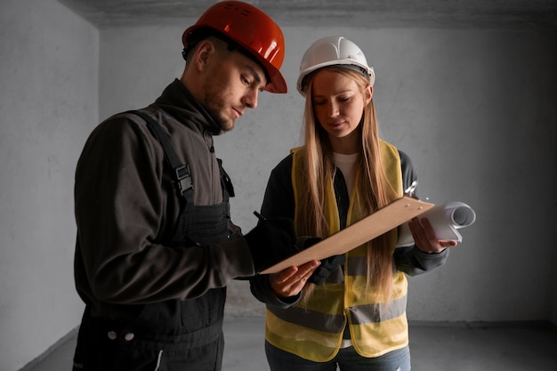 Menschen mit mittlerer Einstellung arbeiten zusammen