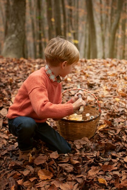 Menschen sammeln Nahrung aus dem Wald