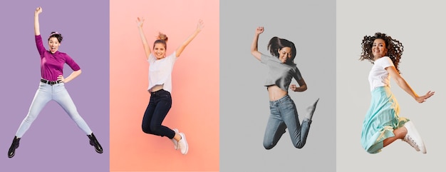 Kostenloses Foto menschen springen collage design