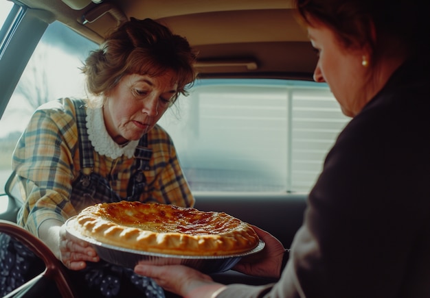 Kostenloses Foto menschen tauschen kuchen-dessert aus