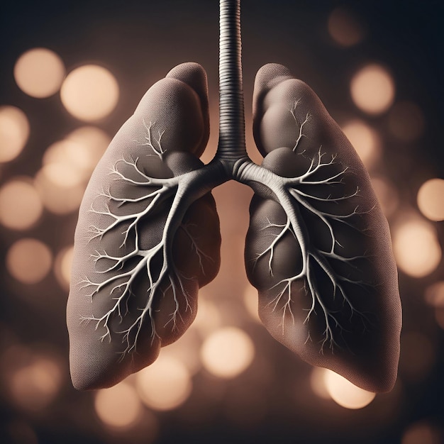 Menschliche Lunge 3D-Illustration Getöntes Bild im Vintage-Stil