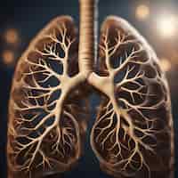 Kostenloses Foto menschliche lunge auf schwarzem hintergrund. 3d-rendering getöntes bild