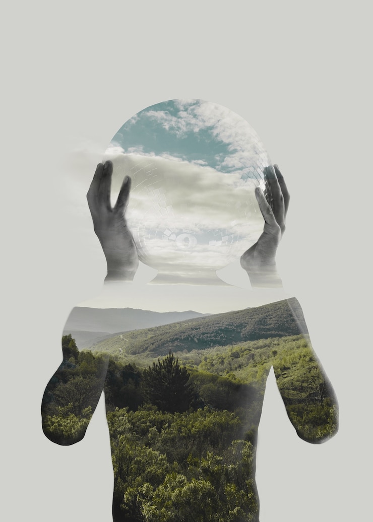 Kostenlose Foto menschliche silhouette und natur in mittlerer aufnahme