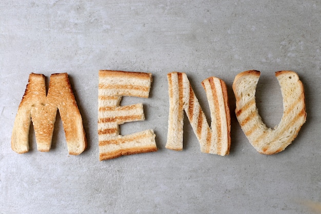 Menüwort mit toast gemacht