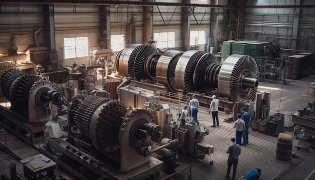 Kostenloses Foto metallarbeiter in einer fabrik, die von ki generierte automatisierte geräte verwenden