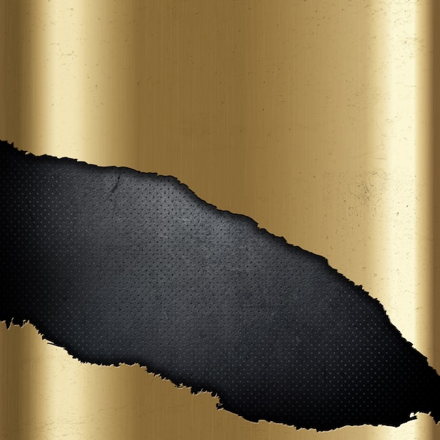Kostenloses Foto metallic gold hintergrund mit zerrissenem ausschnitt auf perforierten grunge
