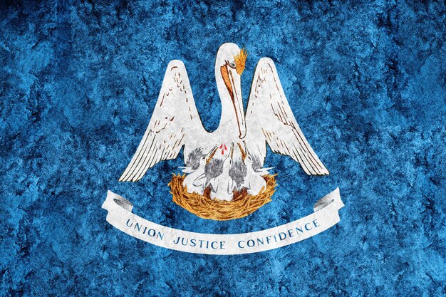 Metallische Louisiana-Staatsflagge, Hintergrund der Louisiana-Flagge Metallische Textur