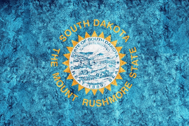 Metallische South Dakota State Flag, Hintergrund der South Dakota-Flagge Metallische Textur