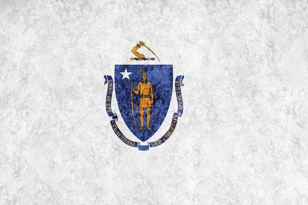 Metallische Staatsflagge von Massachusetts, Hintergrund der Flagge von Massachusetts Metallische Textur