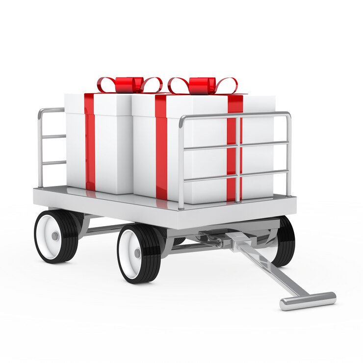Kostenlose Foto metallwagen mit zwei geburtstagsgeschenke