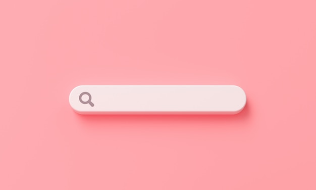 Minimale leere suchleiste auf rosa hintergrund. 3d-rendering