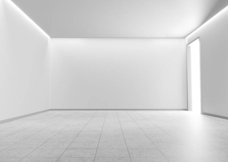 Kostenlose Foto minimale räume und wände mit lichteffekten in 3d-rendering