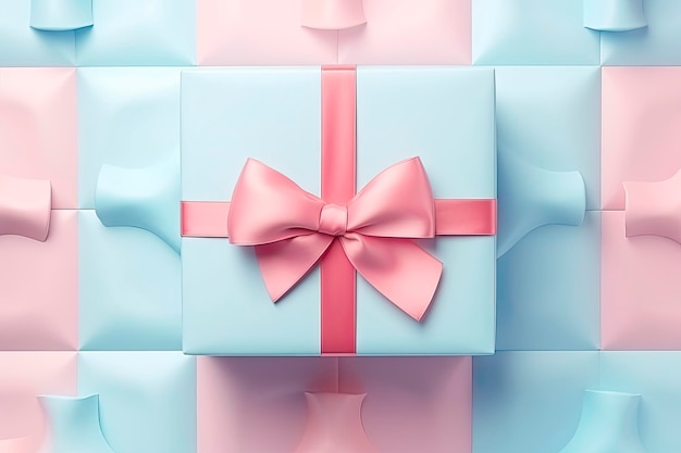 Kostenloses Foto minimaler kompositionshintergrund aus pastellrosa und blauem weihnachtsgeschenkbox-muster