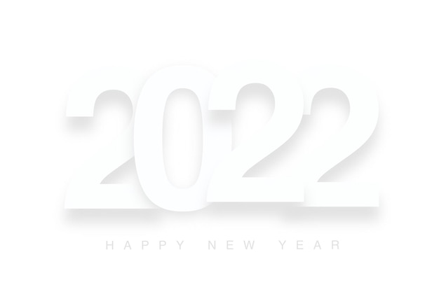 Minimales Zeichen des neuen Jahres 2022 auf weißem Hintergrund
