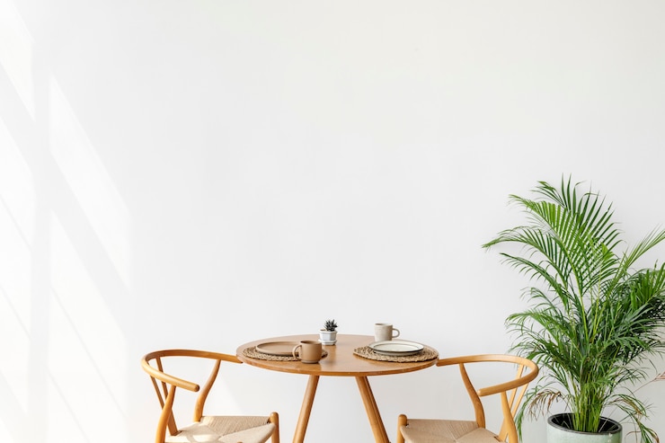 Kostenlose Foto minimalistischer skandinavischer frühstücksecke-stil