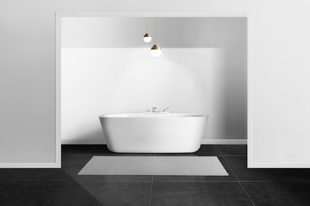 Kostenloses Foto minimalistisches badezimmer in schwarz-weiß
