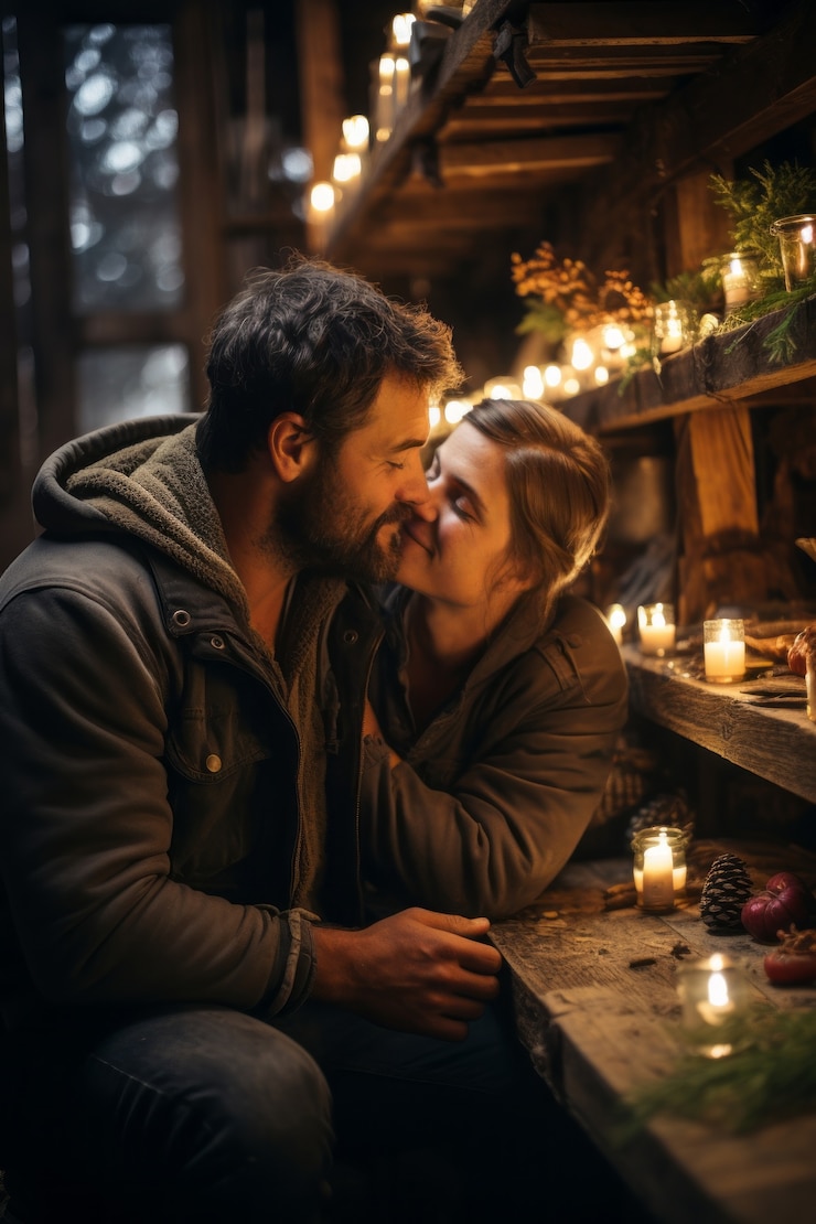 Kostenlose Foto mittelgroße aufnahme von mann und frau, die romantisch sind