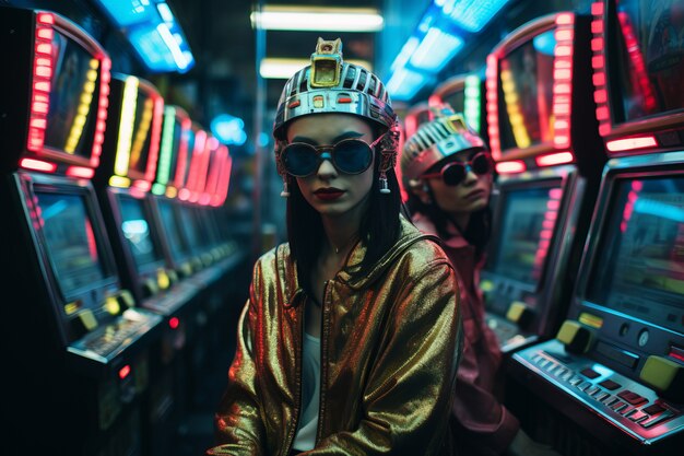 Mittelgroße Frauen im futuristischen Casino