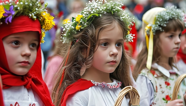 Mittelgroße Kinder, die die Karwoche feiern