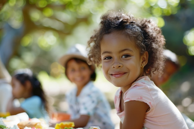 Kostenloses Foto mittelgroße kinder genießen einen picknicktag