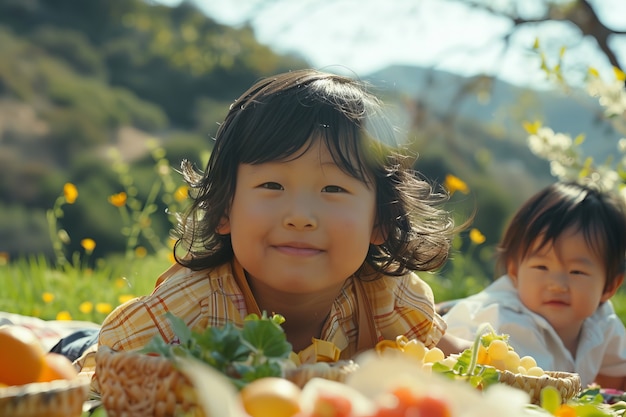 Kostenloses Foto mittelgroße kinder genießen einen picknicktag