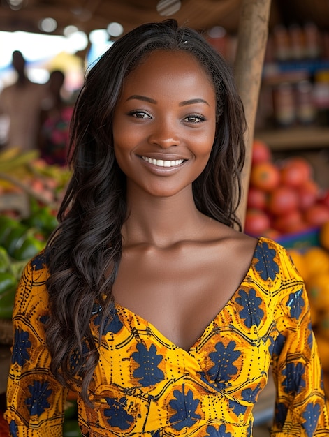 Mittelschuss schöne afrikanische Frau posiert