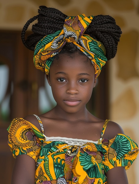 Mittelschuss schönes afrikanisches Mädchen posiert
