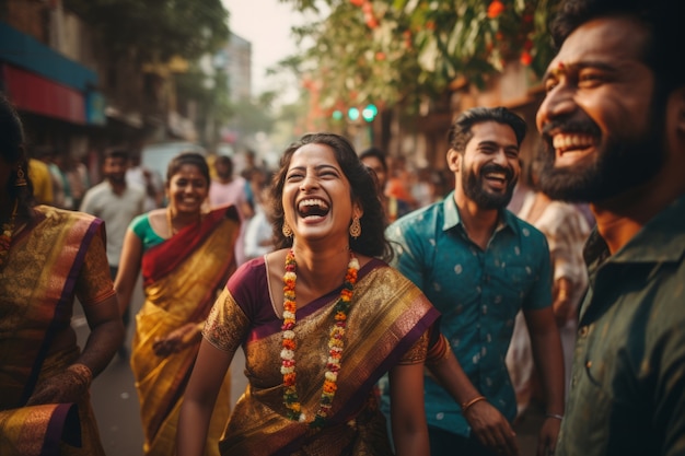 Kostenloses Foto mittlere aufnahme von menschen, die das tamilische neujahr feiern
