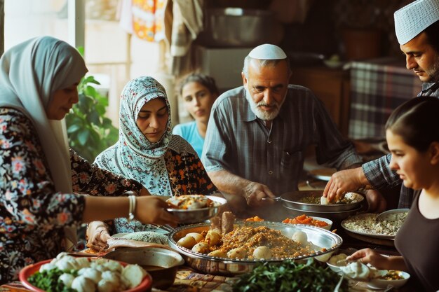 Mittlere Aufnahme von Menschen, die Eid al-Fitr feiern