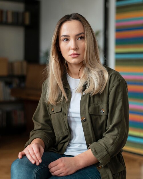 Mittlere Schussfrau bei der Therapie