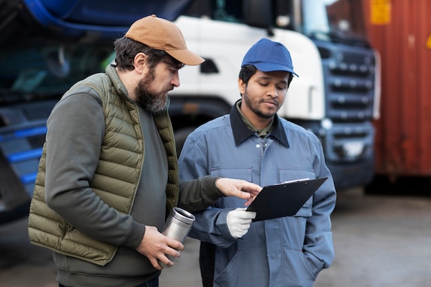 Mittlere Schussmänner, die Dokument besprechen