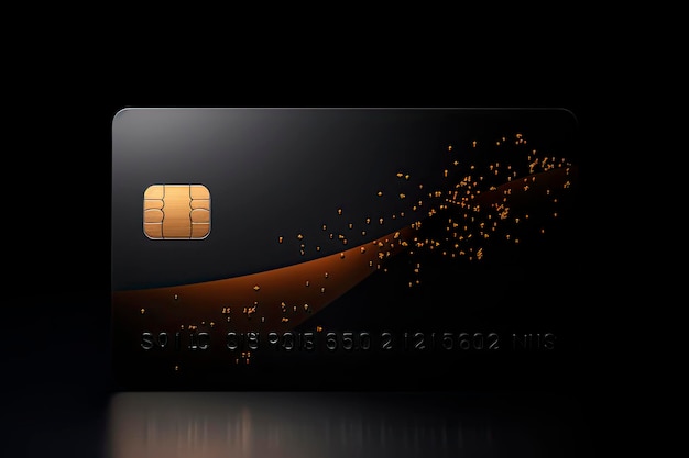 Kostenloses Foto modell einer schwarzen luxus-kreditkarte auf schwarzem hintergrund