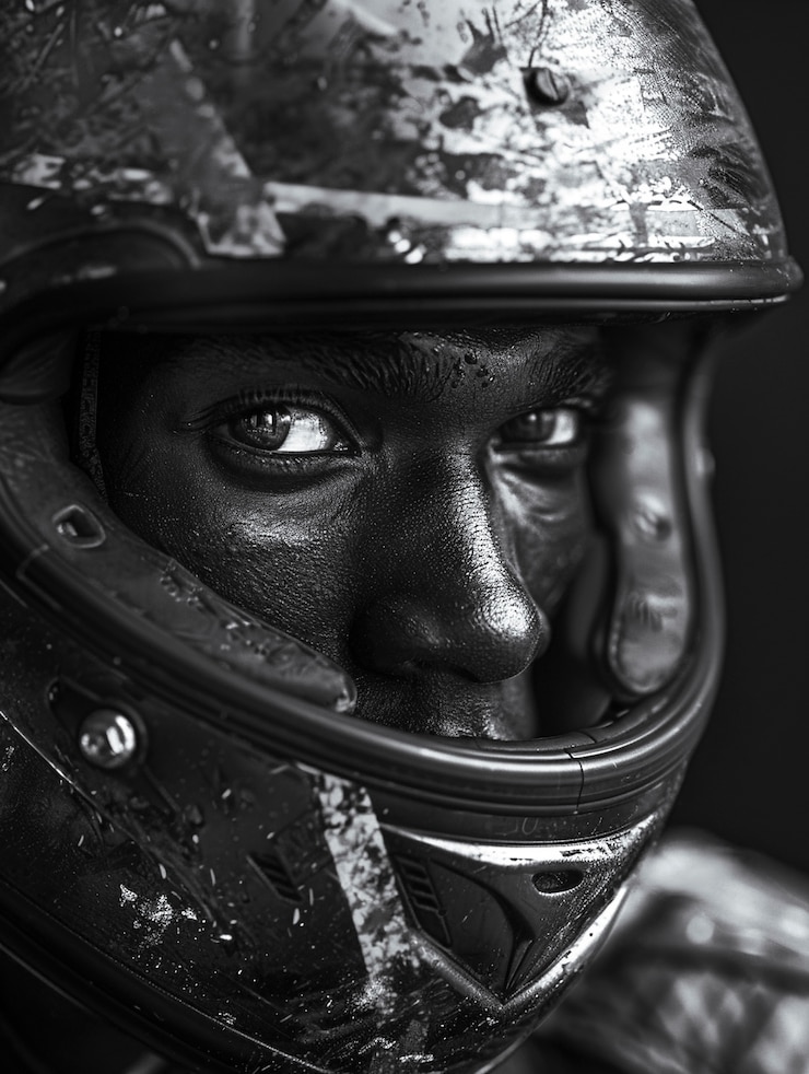 Kostenlose Foto modell mit motorradhelm
