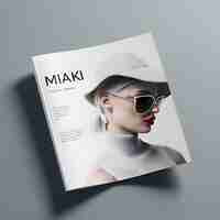 Kostenloses Foto modemagazin-cover-design junge frau mit sonnenbrille und hut