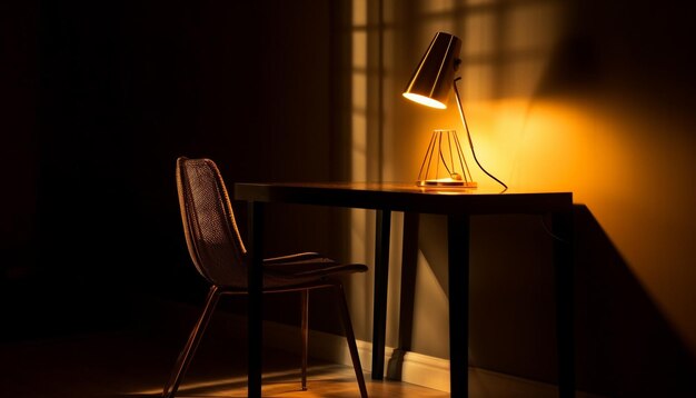 Moderne Lampe beleuchtet elegante altmodische Inneneinrichtung mit generativer KI