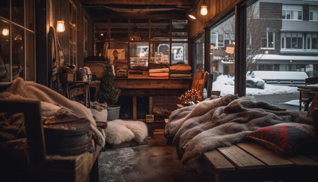 Moderne rustikale Eleganz in einem altmodischen Loft-Apartment, das von KI generiert wurde