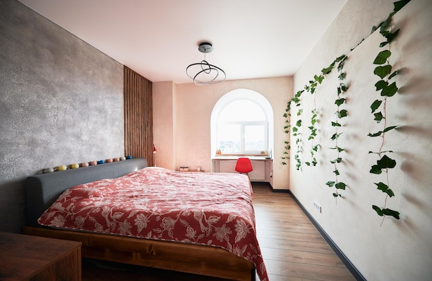 Moderner funktionaler Stil der Innenarchitektur des Schlafzimmers