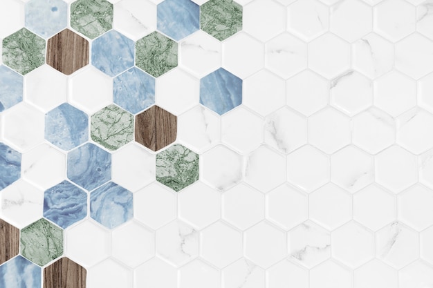 Kostenloses Foto moderner hexagon deckte hintergrund mit ziegeln