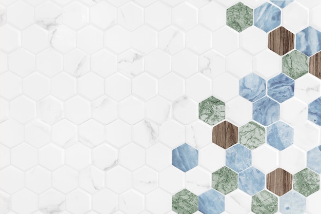 Kostenloses Foto moderner hexagon deckte hintergrund mit ziegeln