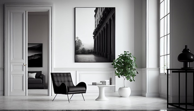 Modernes Apartment mit elegantem Dekor, komfortablen Möbeln und generativen AI-Pflanzen