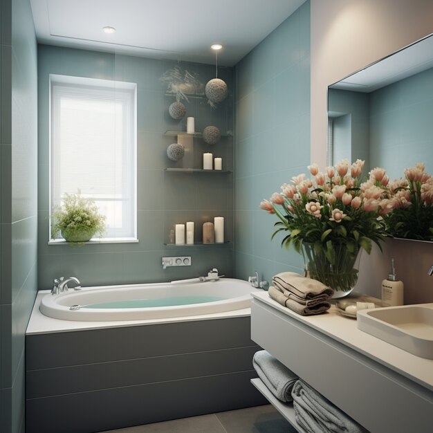 Modernes Badezimmer mit kleinem Raum und zeitgemäßer Einrichtung